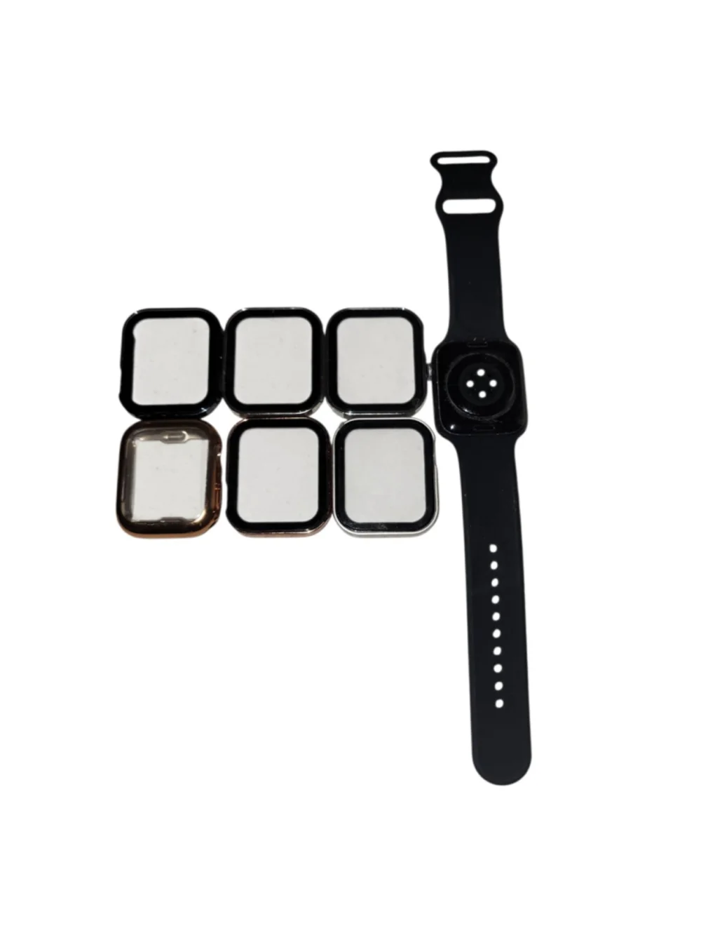 Apple Watch Series 6 44mm Black Aluminum Case Black Sport Band & 6 Extra Cases